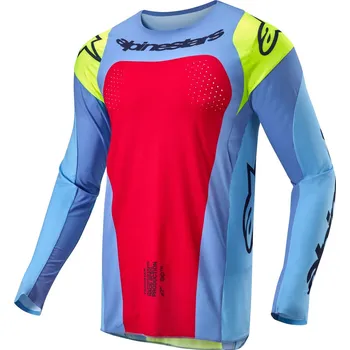 cyklistický dres ALPINESTARS dres TECHSTAR OCURI světle modrá/žlutá fluo/červená 2024 - M
