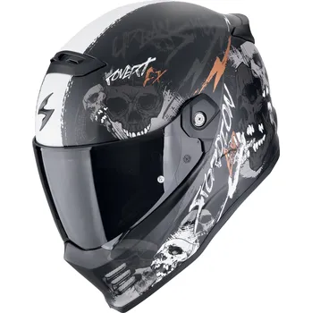Helma na motorku SCORPION přilba COVERT FX Skullz matt black/grey/gold - S