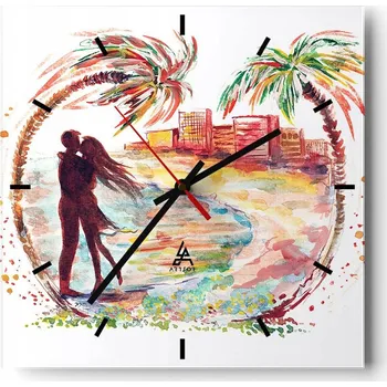 Hodiny Nástěnné hodiny do kuchyně 30x30 Lidé Stylové hodiny na skle Loft Tiché