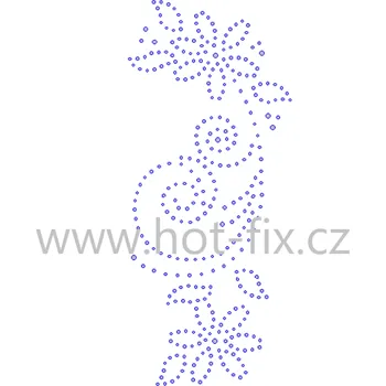 A113-P - abstrakt nažehlovací hot-fix kamínková aplikace na textil, rozměry cca 9,4x22,0cm barva: polobroušené kameny barva 201 AB Crystal /stříbrná s duhovým efektem