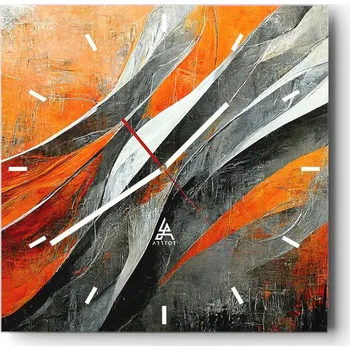 Hodiny Nástěnné hodiny do kuchyně 30x30 Umělecké Stylové hodiny na skle Loft Tiché