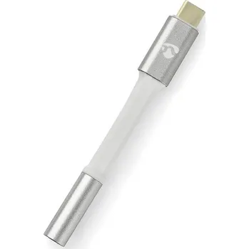 Datový kabel NEDIS PROFIGOLD USB-C/USB 2.0 adaptér/ USB-C zástrčka - 3,5 jack mm zásuvka/ nylon/ stříbrný/ BOX/ 8cm