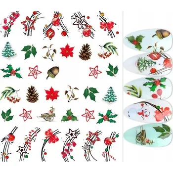 samolepka Samolepky na nehty 3D VÁNOČNÍ LISTY E180