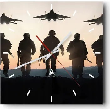 Hodiny Nástěnné hodiny do kuchyně 30x30 Militaria Stylové hodiny na skle Loft Tiché