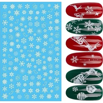 samolepka 3D vánoční Samolepky na nehty SNĚHOVÉ VLOČKY E27