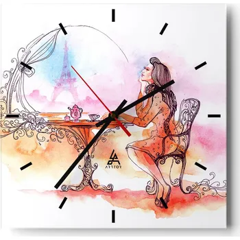 Hodiny Nástěnné hodiny do kuchyně 30x30 Paříž Stylové hodiny na skle Loft Tiché