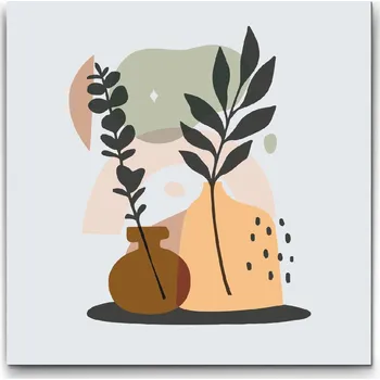 Malování podle čísel - Ilustrace - Květiny ve váze Velikost: 30x30cm, Rámování: Pouze srolované plátno