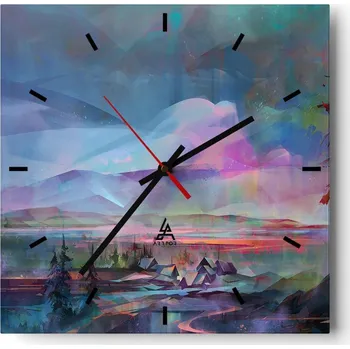 Hodiny Nástěnné hodiny do kuchyně 30x30 Abstrakce Stylové hodiny na skle Loft Tiché