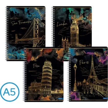 Blok Blok spirála A5 GOLD CITY linka 60l mix