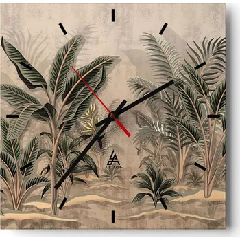 Hodiny Nástěnné hodiny do kuchyně 30x30 Les Natura Stylové hodiny na skle Loft Tiché