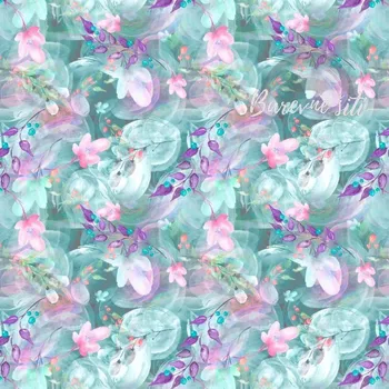 Úplet Růžové květy, fialové lístky, máta (E) (Top kvalitní úplet Bella digitisk)