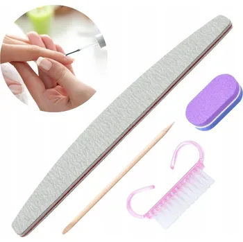 Sada na manikúru: Půlměsícový Pilník 100/180 + leštička, tyčinka, Kartáček