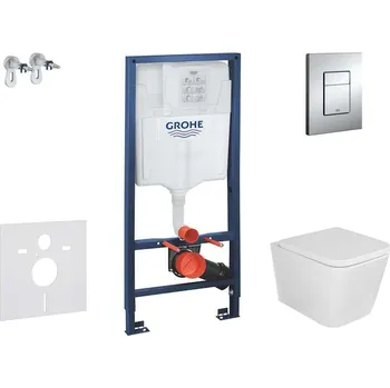 Klozet Grohe Rapid SL - Set předstěnové instalace, klozetu Arkas a sedátka softclose, tlačítko Skate Cosmopolitan, chrom SANI11BA1102