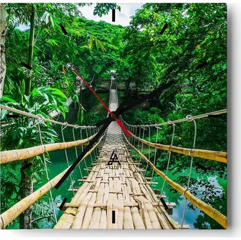 Hodiny Nástěnné hodiny do kuchyně 30x30 Krajina Stylové hodiny na skle Loft Tiché