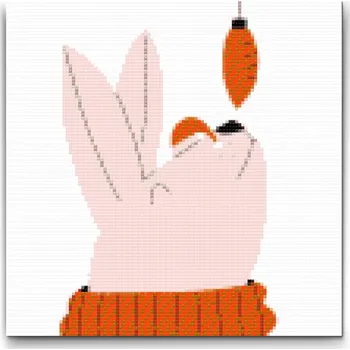 Diamantové malování Diamantové malování - Ilustrace - Králík Velikost: 50x50cm, Rámování: Pouze srolované plátno, Diamanty: Kulaté