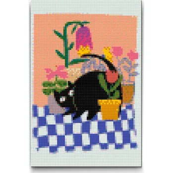 Diamantové malování Diamantové malování - Ilustrace - Černá kočka Velikost: 40x60cm, Rámování: Pouze srolované plátno, Diamanty: Kulaté