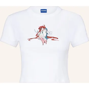 Hugo Dámské Cropped Tričko Dalia, bílá / červená / modrá, 34