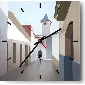 Hodiny Nástěnné hodiny do kuchyně 30x30 Pastelové Stylové hodiny na skle Loft Tiché