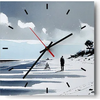 Hodiny Nástěnné hodiny do kuchyně 30x30 Krajina Stylové hodiny na skle Loft Tiché