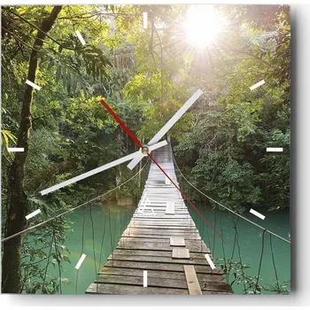 Hodiny Nástěnné hodiny do kuchyně 30x30 Krajina Stylové hodiny na skle Loft Tiché