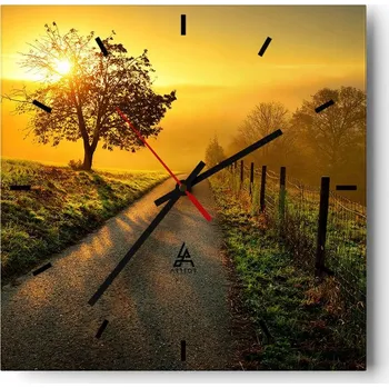 Hodiny Nástěnné hodiny do kuchyně 30x30 Krajina Stylové hodiny na skle Loft Tiché