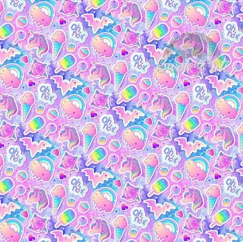 Úplet Sladkosti, duhy, jednorožci, pink (E) (Top kvalitní úplet Bella digitisk)