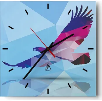 Hodiny Nástěnné hodiny do kuchyně 30x30 Pták Stylové hodiny na skle Loft Tiché