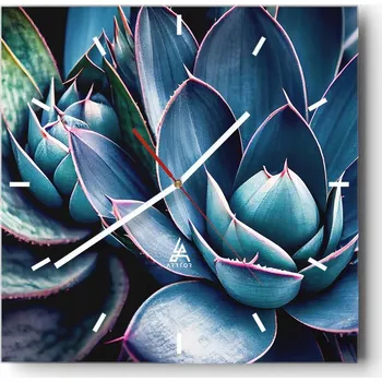 Hodiny Nástěnné hodiny do kuchyně 30x30 Květiny Stylové hodiny na skle Loft Tiché