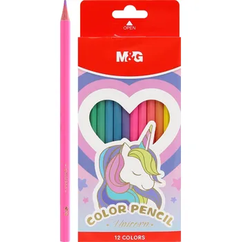 Kresba Šestihranné pastelky M&G Unicorn - sada 12 kusů
