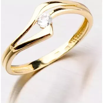 Prsten Dámský prsten žluté zlato 585 zirkon 451P-115047 velikost 53