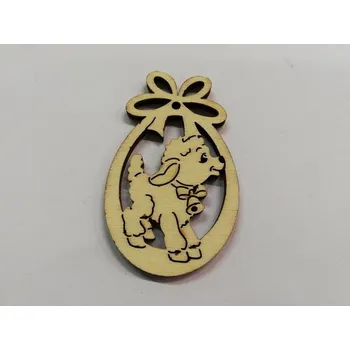 Vánoční dekorace Dřevěný výřez vejce s mašlí č.3