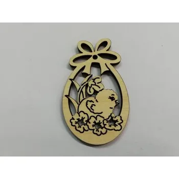 Vánoční dekorace Dřevěný výřez vejce s mašlí č.4