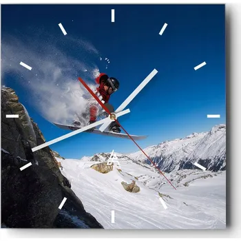 Hodiny Nástěnné hodiny do kuchyně 30x30 Krajina Stylové hodiny na skle Loft Tiché