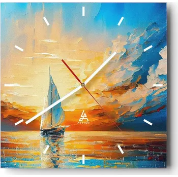 Hodiny Nástěnné hodiny do kuchyně 30x30 Krajina Stylové hodiny na skle Loft Tiché