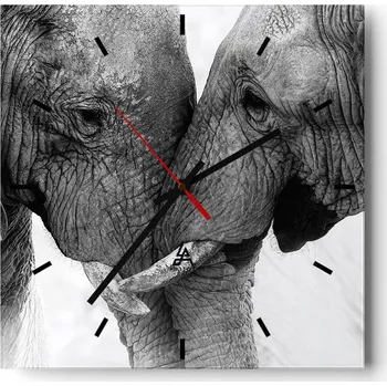 Hodiny Nástěnné hodiny do kuchyně 30x30 Slon Stylové hodiny na skle Loft Tiché