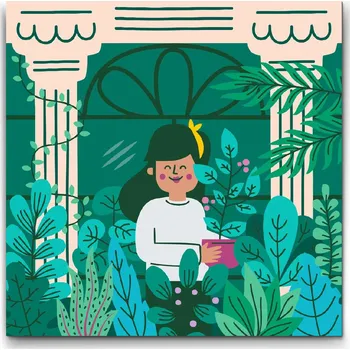 Malování podle čísel - Ilustrace - Pokojové květiny 4 Velikost: 50x50cm, Rámování: Pouze srolované plátno