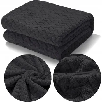 Přehoz na lůžko PŘEHOZ NA POSTEL DEKA S VYTLAČOVANÝM VZOREM STROMEČKU PLED 200x220CM ČERNÁ