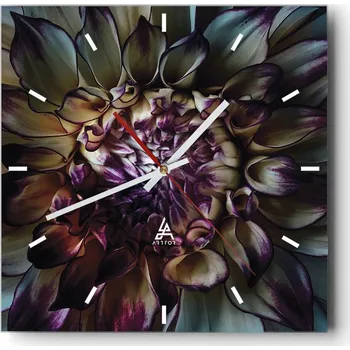 Hodiny Nástěnné hodiny do kuchyně 30x30 Květiny Stylové hodiny na skle Loft Tiché