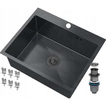 Granitový dřez Jednokomorový granitový dřez Granitan BARI ocel černý