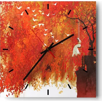 Hodiny Nástěnné hodiny do kuchyně 30x30 Abstrakce Stylové hodiny na skle Loft Tiché