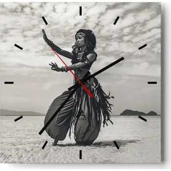 Hodiny Nástěnné hodiny do kuchyně 30x30 Tanečnice Stylové hodiny na skle Loft Tiché