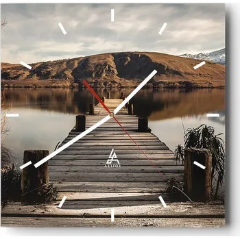 Hodiny Nástěnné hodiny do kuchyně 30x30 Krajina Stylové hodiny na skle Loft Tiché