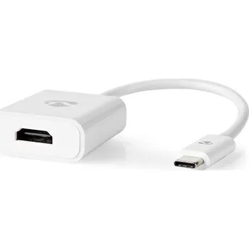 Datový kabel NEDIS redukční kabel s adaptérem/ USB-C zástrčka – HDMI zásuvka/ bílý/ plastový sáček/ 20cm