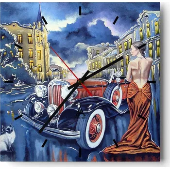 Hodiny Nástěnné hodiny do kuchyně 30x30 - Motorismus - Stylové hodiny na skle - Loft - Tiché