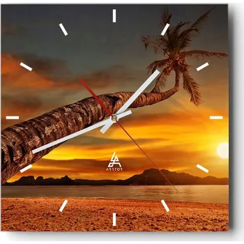 Hodiny Nástěnné hodiny do kuchyně 30x30 Palma Stylové hodiny na skle Loft Tiché