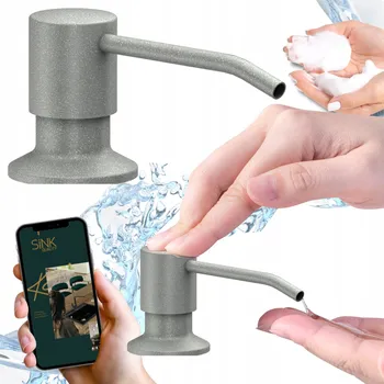 Dávkovač mýdla DÁVKOVAČ na JAR do DŘEZU na mycí prostředek ŠEDÝ kuchyňský DISPENZOR