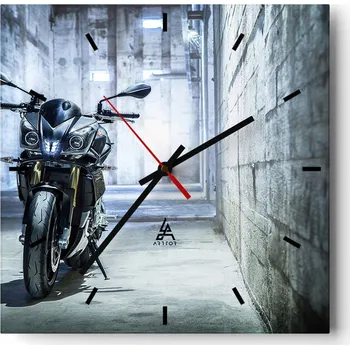 Hodiny Nástěnné hodiny do kuchyně 30x30 - Motorismus - Stylové hodiny na skle - Loft - Tiché