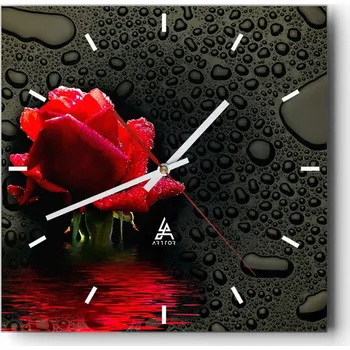 Hodiny Nástěnné hodiny do kuchyně 30x30 Květiny Stylové hodiny na skle Loft Tiché