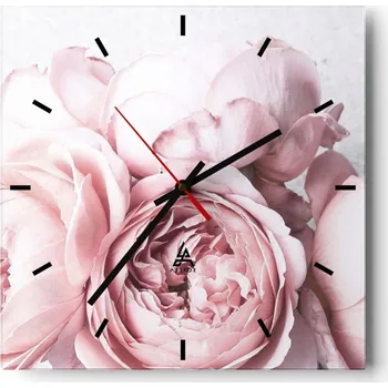 Hodiny Nástěnné hodiny do kuchyně 30x30 Květiny Stylové hodiny na skle Loft Tiché