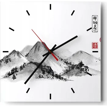 Hodiny Nástěnné hodiny do kuchyně 30x30 Krajina Stylové hodiny na skle Loft Tiché